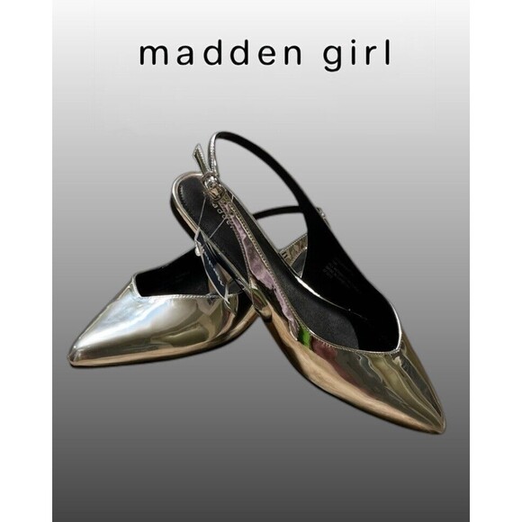 Madden Girl Shoes - “Madden Girl” Slingback Metallic Silver Mirror Flats Size 10 *New